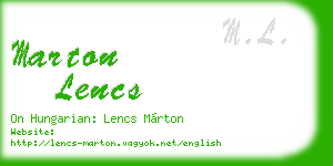 marton lencs business card