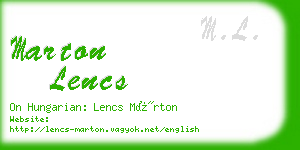 marton lencs business card